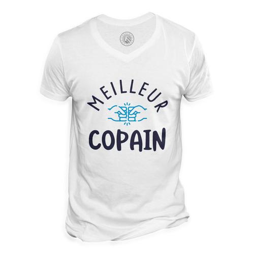 T-Shirt Homme Col V Meilleur Copain Fils Amitié Copain Bff