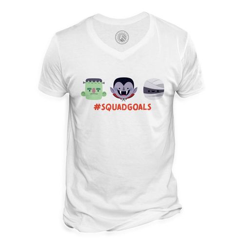 T-Shirt Homme Col V Squad Goals Petits Monstres Halloween Vampire Zombie Momie