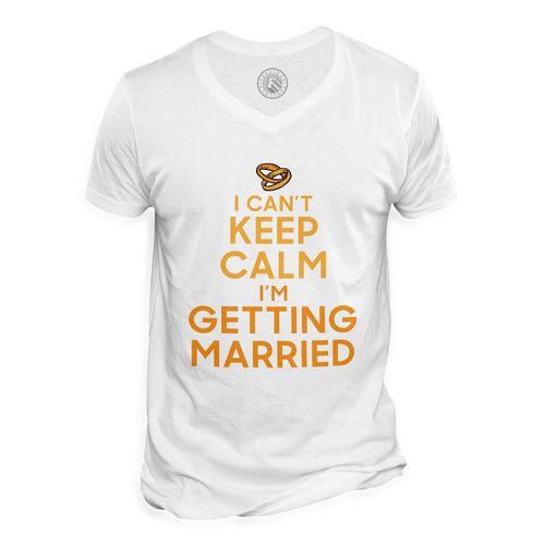 T-Shirt Homme Col V I Can't Keep Calm I'm Getting Married Parodie Angleterre Mariage
