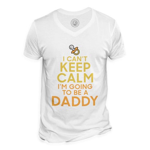 T-Shirt Homme Col V I Can't Keep Calm I'm Going To Be A Daddy Parodie Angleterre