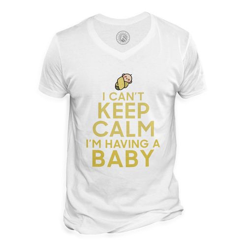 T-Shirt Homme Col V I Can't Keep Calm I'm Having A Baby Parodie Maman
