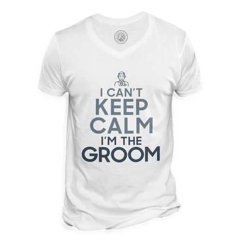 T-Shirt Homme Col V I Can't Keep Calm I'm The Groom Parodie Angleterre Mariage