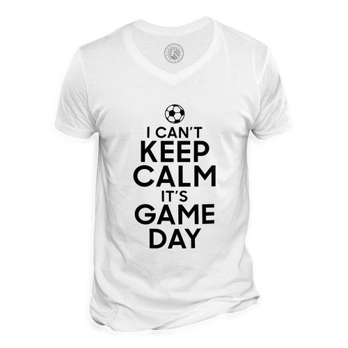 T-Shirt Homme Col V I Can't Keep Calm It's Game Day Foot Match Samedi