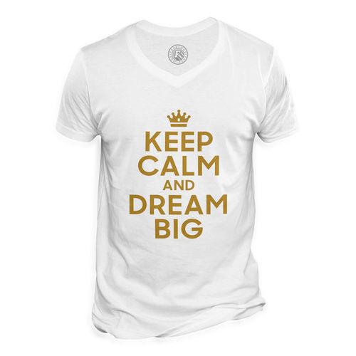 T-Shirt Homme Col V Keep Calm And Dream Big Reve Angleterre