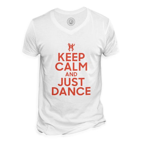 T-Shirt Homme Col V Keep Calm And Just Dance Parodie Angleterre Danse