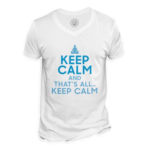 T-Shirt Homme Col V Keep Calm Meditation Parodie Angleterre Bien Être