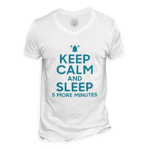 T-Shirt Homme Col V Keep Calm And Sleep 5 More Minutes Parodie Angleterre Humour