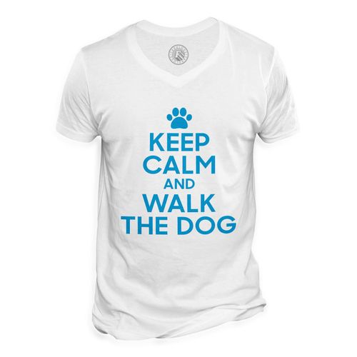 T-Shirt Homme Col V Keep Calm And Walk The Dog Parodie Chien Animaux