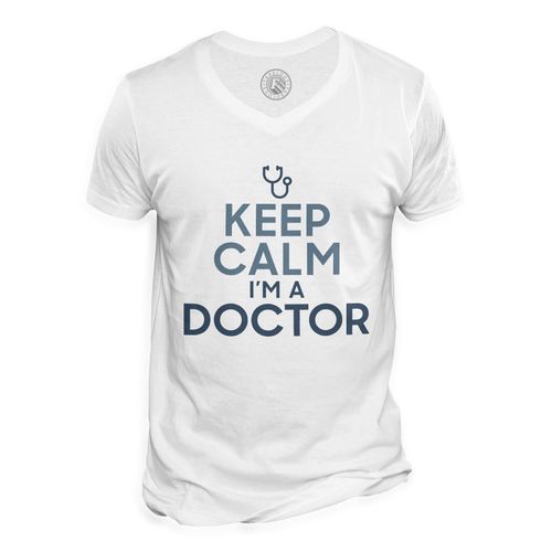 T-Shirt Homme Col V Keep Calm I'm A Doctor Parodie Métier Docteur