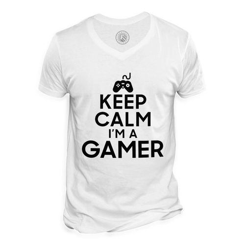 T-Shirt Homme Col V Keep Calm I'm A Gamer Parodie Métier Job Jeux Vidéo