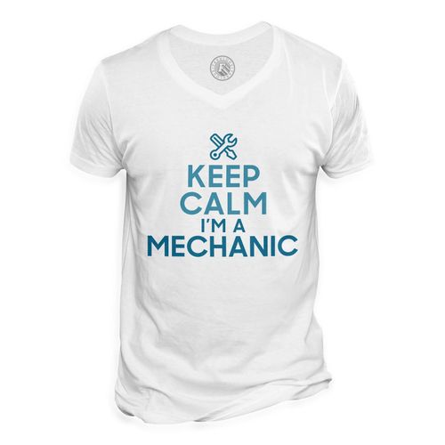 T-Shirt Homme Col V Keep Calm I'm A Mechanic Parodie Métier Job Mécanicien
