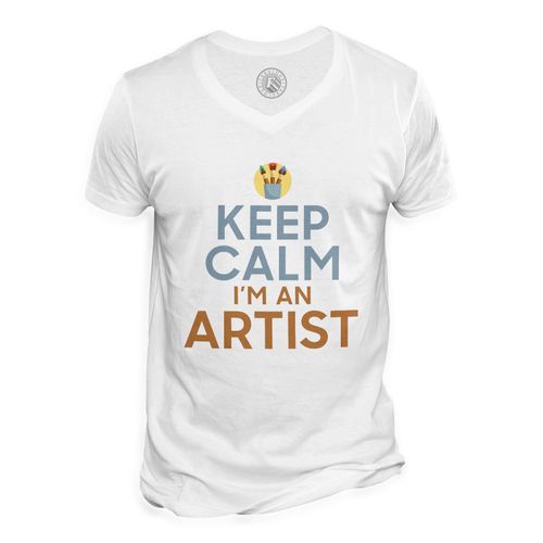 T-Shirt Homme Col V Keep Calm I'm An Artist Parodie Métier Job Artiste