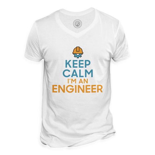 T-Shirt Homme Col V Keep Calm I'm An Engineer Parodie Métier Job Ingénieur