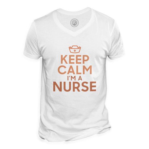 T-Shirt Homme Col V Keep Calm I'm A Nurse Parodie Métier Job Infirmière