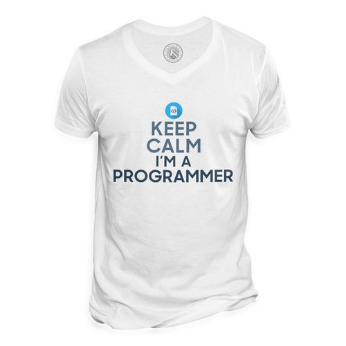 T-Shirt Homme Col V Keep Calm I'm A Programmer Parodie Métier Job