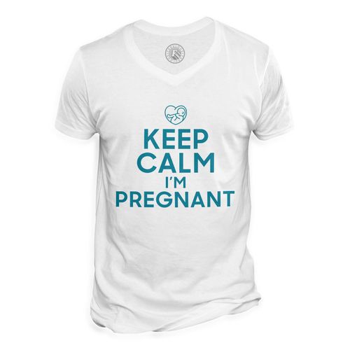 T-Shirt Homme Col V Keep Calm I'm Pregnant Enceinte Mère Future Maman
