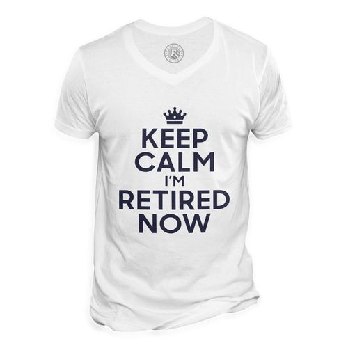 T-Shirt Homme Col V Keep Calm I'm Retired Now Parodie Angleterre Retraite