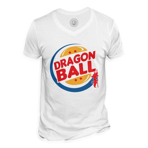 T-Shirt Homme Col V Burger Dragon Ball Parodie Film Series Anime Fast Food