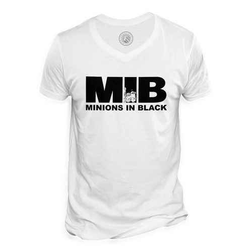T-Shirt Homme Col V Mib Minions In Black Parodie Film Anime
