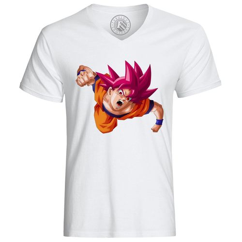 T-Shirt Homme Dragon Ball Super Son Goku Super Saiyan Dieu Rouge Attaque Anime Manga Japon