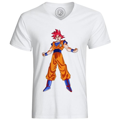 T-Shirt Homme Dragon Ball Super Son Goku Super Saiyan Dieu Rouge S'énerve Anime Manga Japon