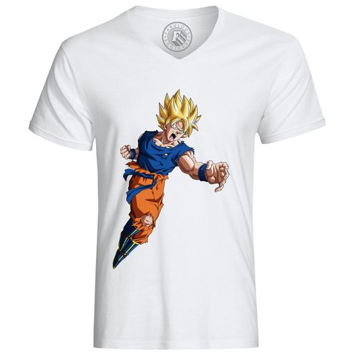 T-Shirt Homme Dragon Ball Super Son Goku Super Saiyan Attaque Cheveux Blonds Anime Manga Japon
