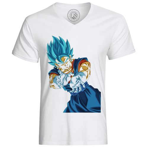 T-Shirt Homme Dragon Ball Super Vegeta Super Saiyan Cheveux Bleus Kameha Anime Manga Japon