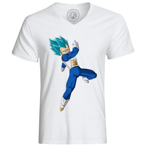 T-Shirt Homme Dragon Ball Super Vegeta Attaque Super Saiyan Cheveux Bleus Anime Manga Japon