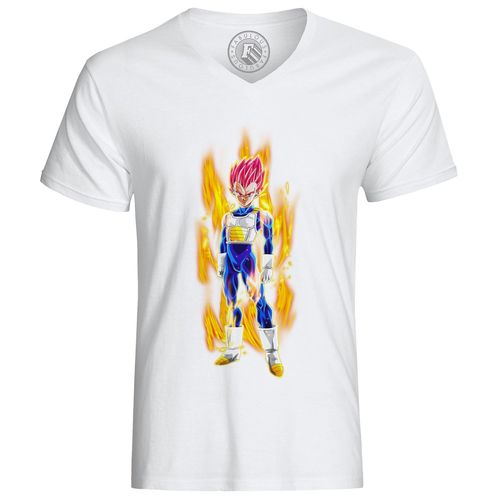 T-Shirt Homme Dragon Ball Super Vegeta Super Saiyan Cheveux Rose Aura De Puissance Anime Manga Japon