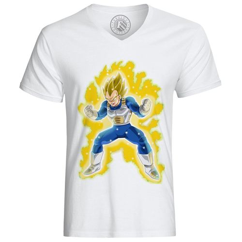 T-Shirt Homme Dragon Ball Super Vegeta Super Saiyan Cheveux Blond S'énerve Aura De Puissance Anime Manga Japon