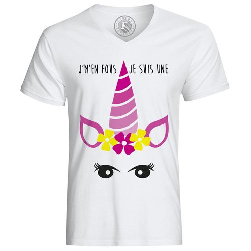 T-Shirt Homme J'm'en Fous Je Suis Une Licorne Dessin Corne Oreilles Et Yeux Animaux Fantastiques