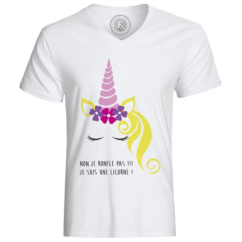 T-Shirt Homme Non Je Ronfle Pas Je Suis Une Licorne Dessin Corne Oreilles Yeux Crinière Animaux Fantastiques