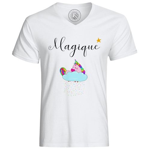 T-Shirt Homme Magique Avec Licorne Rose Et Arc-En-Ciel Dormant Sur Petit Nuage De Pluie