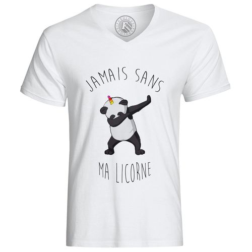 T-Shirt Homme Jamais Sans Ma Licorne Humour Mignon Dessin Le Dab Du Panda Animaux