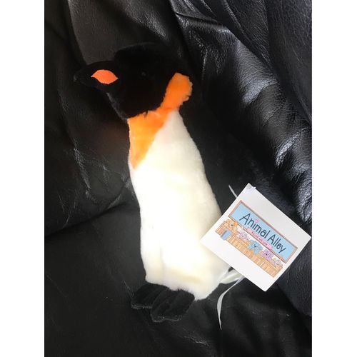 Peluche Doudou Pingouin Orange Blanc Et Noir 27cm Animal Alley