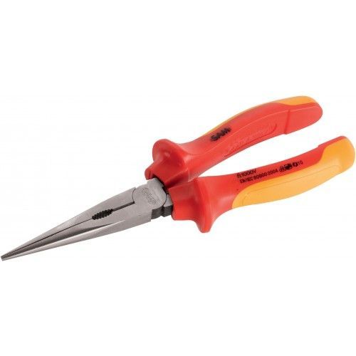 Pince à bec strié demi-rond droit - branches bi-matière isolées 1000V - longueur 160 mm SAM OUTILLAGE