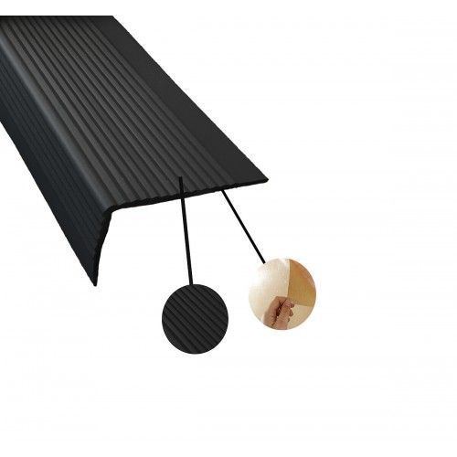 Nez de marche antidérapant souple adhésif strié noir - 45 x 75 x 3000 WATTELEZ
