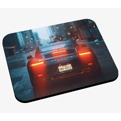 Tapis de Souris Belle Voiture de Sport Vue Arrière Buildings Villes