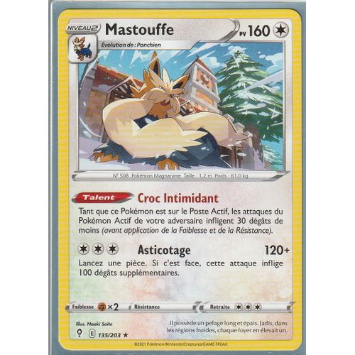 Carte Pokemon - Mastouffe - 135/203 - Rare - Épée Et Bouclier 7 - Evolution Céleste - Eb7 - Vf