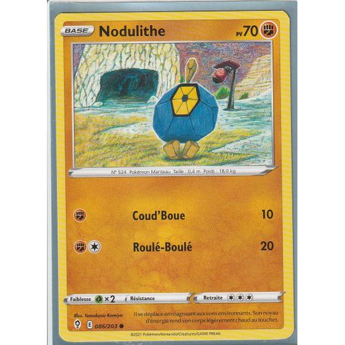 Carte Pokemon - Nodulithe - 086/203 - Épée Et Bouclier 7 - Evolution Céleste - Eb7 - Vf