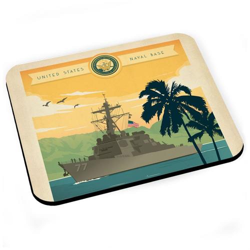 Tapis de Souris Pearl Harbor Hawaii Affiche Poster Vintage Voyage Art Deco