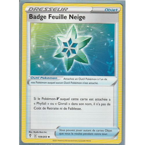 Carte Pokemon - Badge Feuille Neige - 159/203 - Épée Et Bouclier 7 - Evolution Céleste - Eb7 - Vf