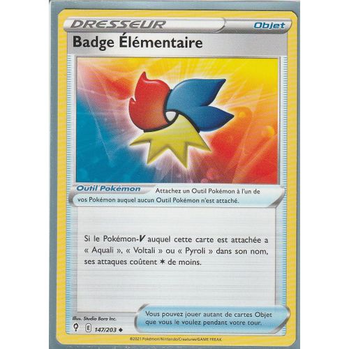 Carte Pokemon - Badge Elementaire - 147/203 - Épée Et Bouclier 7 - Evolution Céleste - Eb7 - Vf