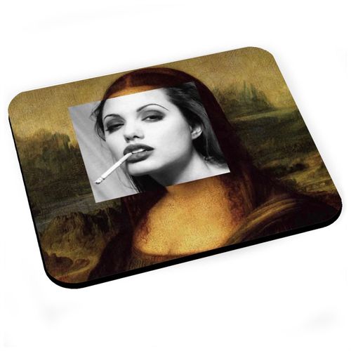 Tapis de Souris Mona Lisa Angelina Jolie Peinture Montage