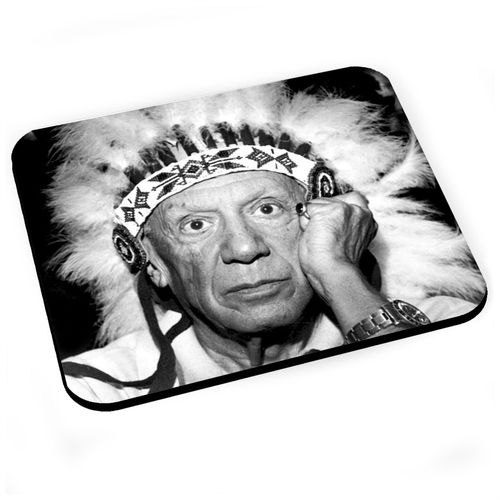 Tapis de Souris Pablo Picasso Coiffe Indien Photo Vintage Artiste Peintre