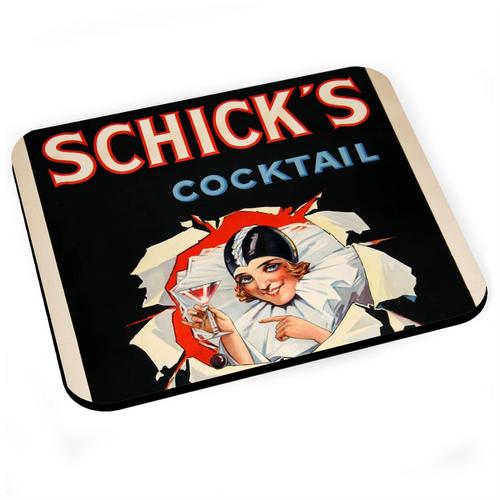 Tapis de Souris Shick's Cocktail Art Deco Affiche Publicitaire Ancienne Vintage