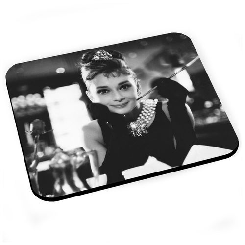 Tapis de Souris Audrey Hepburn / Photo Noir et Blanc / Sourire Captivant