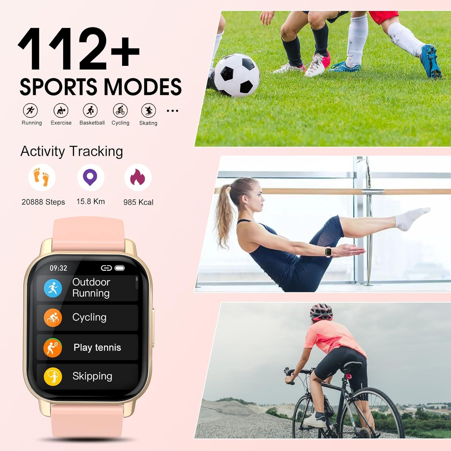 Montre Connectée 1.85" Écran HD - Appels Bluetooth, 140+ Modes Sport, IP68, Monitoring Cardio/Sommeil
