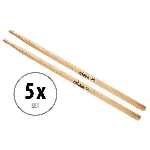 Xdrum 8d Baguettes De Batterie En Bois De Hickory, 5 Paires