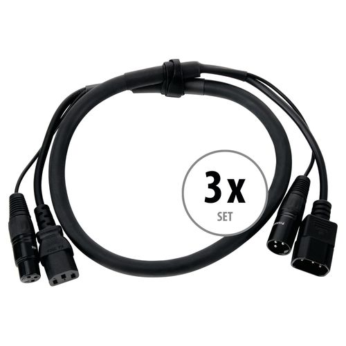 Set De 3 Pronomic Stage Iecd-1 Dmx Câble Hybride C/Dmx 1m